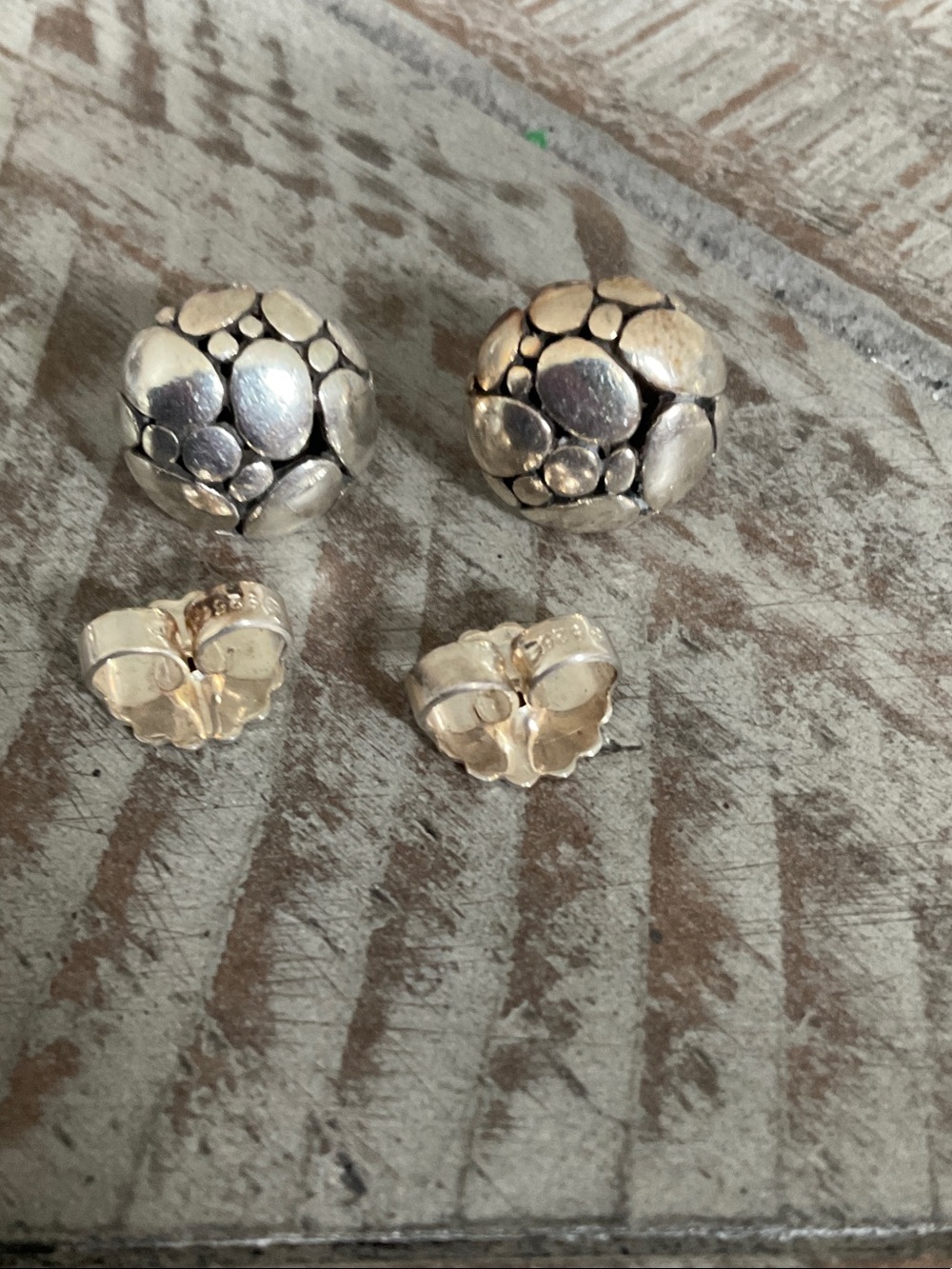 John Hardy Silver Pebble Cluster Stud Earrings
